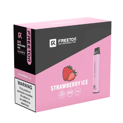FREETON DV2 NTN - Disposable Vape Device - Strawberry Ice - 10 Pack