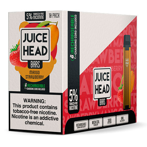 Juice Head Bars - Tobacco-Free Disposable Vape Device - Case of Mango Strawberry (10 Pack)