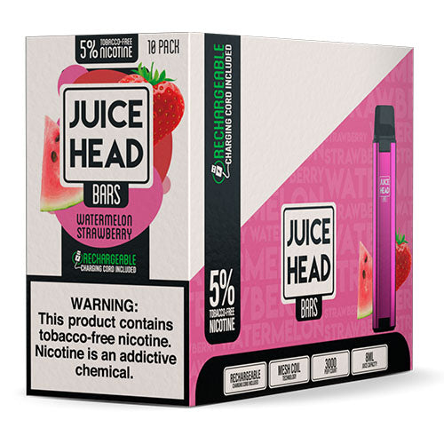 Juice Head Bars - Tobacco-Free Disposable Vape Device - Case of Watermelon Strawberry (10 Pack)