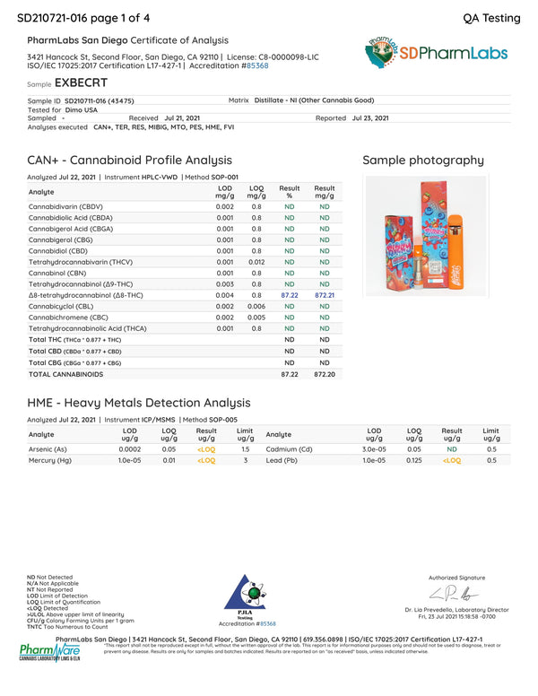 Dimo D8 Live Resin Cartridge Berry Crush