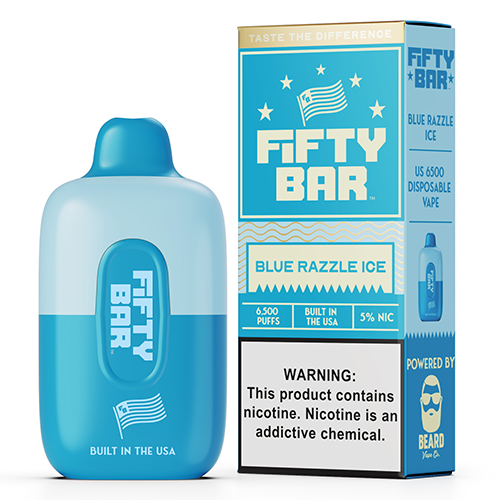 Fifty Bar - Disposable Vape Device - Blue Razzle Ice (10 Pack)