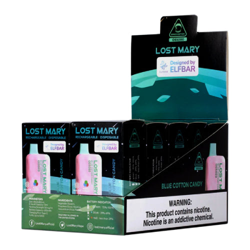 Lost Mary OS5000 - Disposable Vape Device - Blue Cotton Candy - 10 Pac ADV365 Lost Mary OS5000 - Disposable Vape Device - Blue Cotton Candy - 10 Pac ADV365