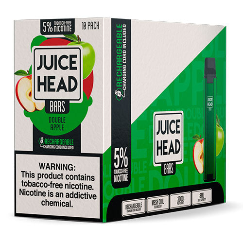 Juice Head Bars - Tobacco-Free Disposable Vape Device - Case of Double Apple (10 Pack)