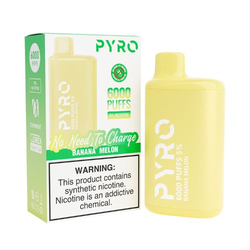 Pyro 6000 - Disposable Vape Device - Banana Melon (10 Pack) ADV365 Pyro 6000 - Disposable Vape Device - Banana Melon (10 Pack) ADV365